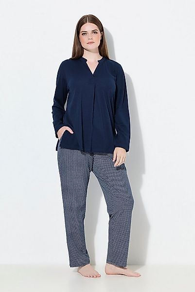 Ulla Popken Pyjama Pyjama Muster Rundhals Langarm günstig online kaufen