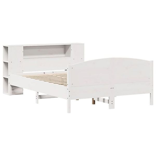 vidaXL Bett Massivholzbett mit Regal ohne Matratze Weiß 120x200 cm Kiefer günstig online kaufen