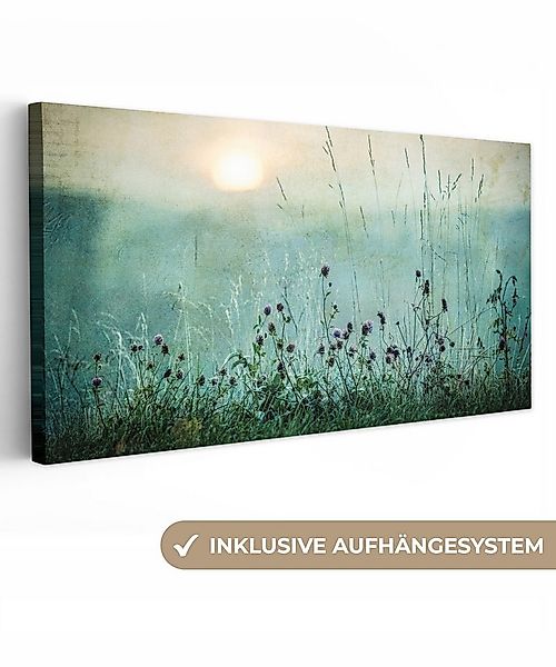 OneMillionCanvasses® Leinwandbild Panorama Natur - Vintage - Blumen - Sonne günstig online kaufen