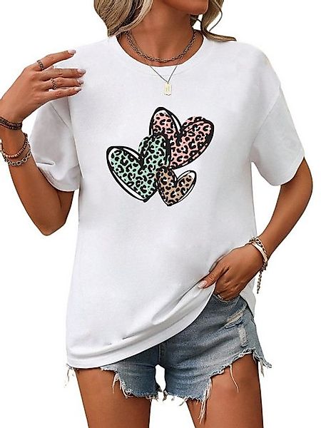 PYL Print-Shirt Damen Sommer Kurzarmbluse Locker Liebe Print-Shirt günstig online kaufen