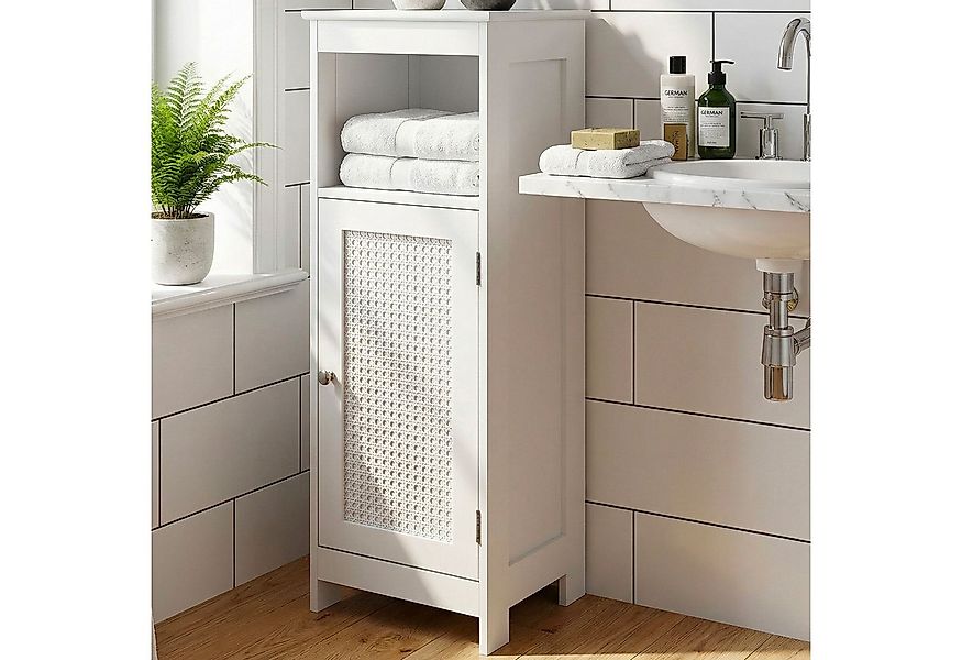 FINEBUY Badregal FB113481 Badschrank Weiß Badezimmerschrank mit Tür Badezim günstig online kaufen