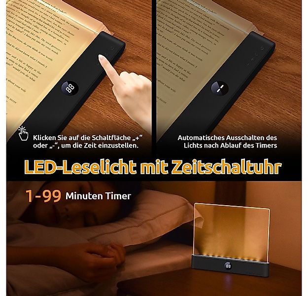 VIVIHEYDAY LED Leselampe Buch, 3 Lichtfarben Dimmbares LED Buchlampe mit Ti günstig online kaufen