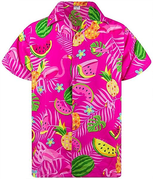 King Kameha Hawaiihemd Flamingo Melone Funky Hawaii-Hemd Herren Kurzarm Fro günstig online kaufen