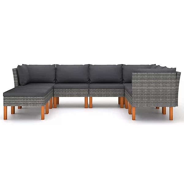 8-tlg. Garten-lounge-set Mit Kissen Poly Rattan Grau günstig online kaufen