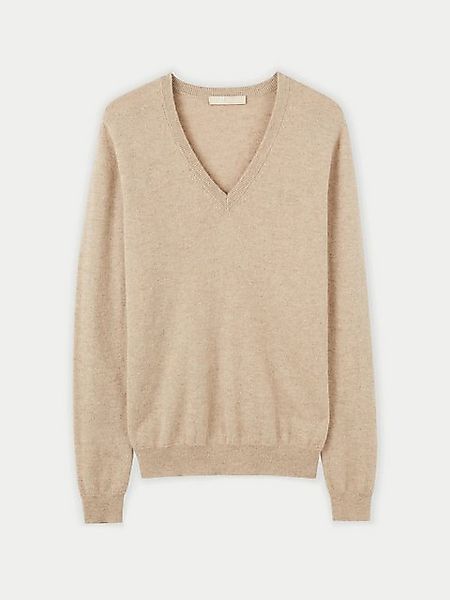 GOBI Cashmere V-Ausschnitt-Pullover Naturfarbe Basic V-Ausschnitt Kaschmirp günstig online kaufen