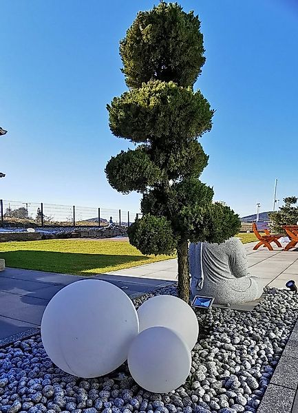 TRANGO LED Gartenleuchte, 3er Set 34500WB IP65 Gartenkugel in Weiß matt mit günstig online kaufen