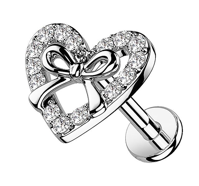 Taffstyle Piercing-Set Tragus Conch Piercing flach Kristall Herz Schleife S günstig online kaufen