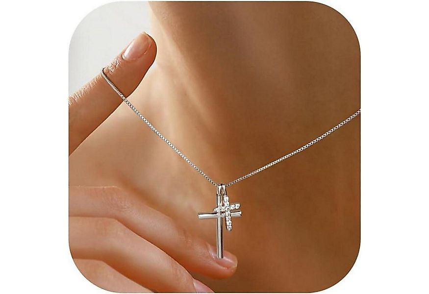 LuxusKollektion Kreuzkette Kreuz Kette Damen 14K Gold Vergoldet Halskette S günstig online kaufen