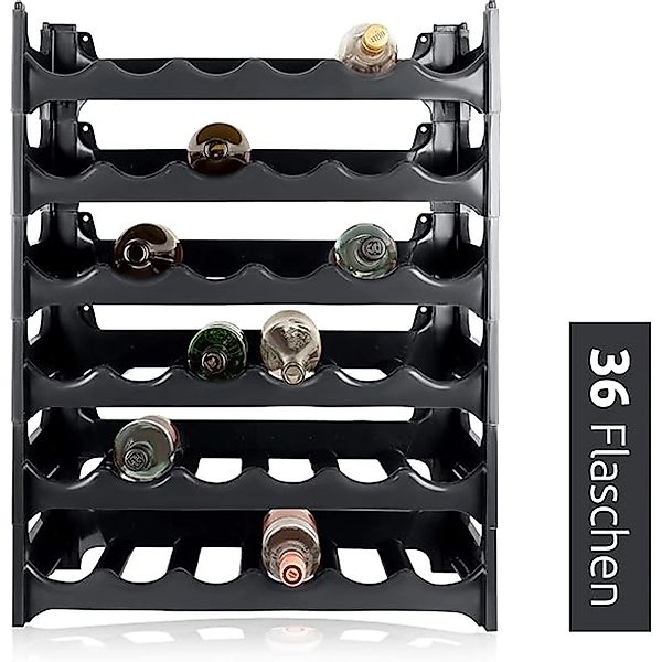 PROREGAL CURVA Weinregal 6x Ebenen für 36 Flaschen HxBxT 72x60x30cm Schwarz günstig online kaufen