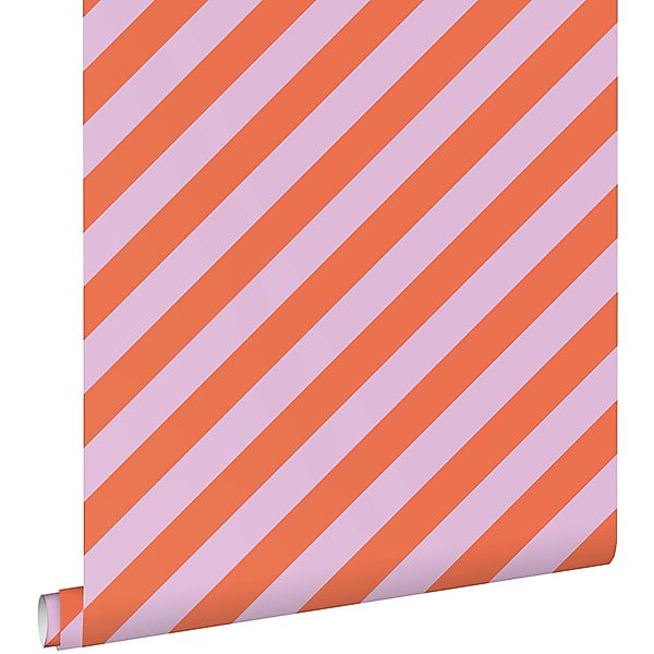 ESTAhome Tapete Streifen 6860 Violett und Orange 50 x 900 cm günstig online kaufen