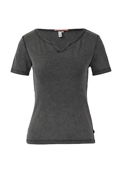 QS T-Shirt in Ripp-Optik und mit günstig online kaufen