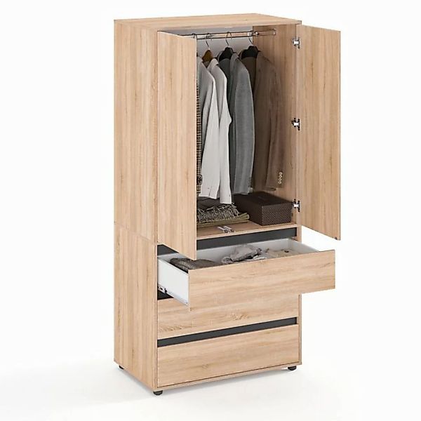 KOMTO Garderobenschrank CUBE 60-90 cm Mit Fächern Schubladen Kleiderschrank günstig online kaufen