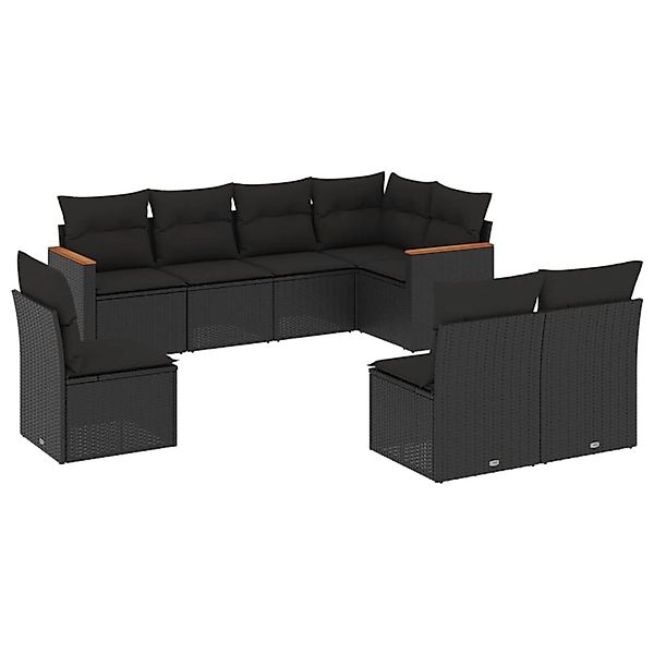 vidaXL 8-Tlg Garten-Sofagarnitur mit Kissen Schwarz Poly Rattan 3226041 günstig online kaufen