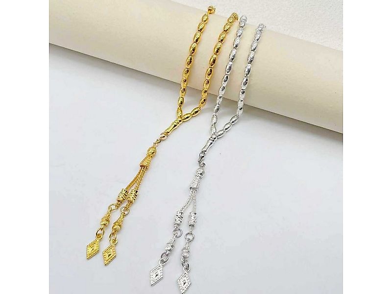 Aymasal Perlenkette 33 Perlen je 4x7mm Gebetskette Tesbih Tasbih Metall Ket günstig online kaufen