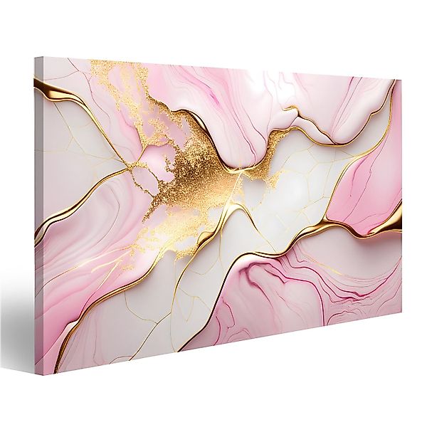 islandburner Leinwandbild Rosa Gold Marmor Abstrakter günstig online kaufen