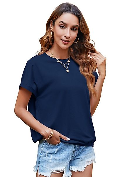 Imily Bela T-Shirt Damen Kurzarmbluse mit Gummizug im Saum (Packung, 1-tlg. günstig online kaufen