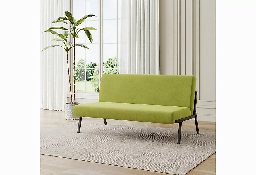 OUNUO Sofa 2 Sitzer Couch mit Metallrahmen Doppelsofa 150kg belastbar, Beig günstig online kaufen