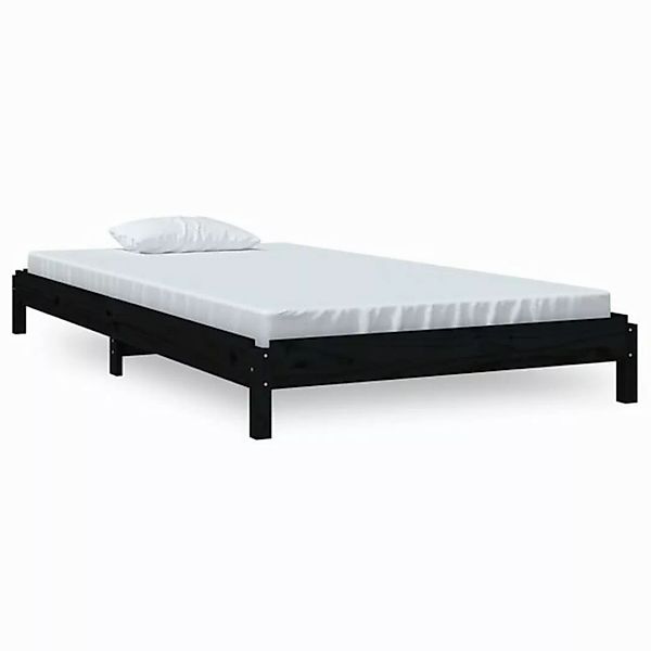 furnicato Bett Stapelbett Schwarz 100x200 cm Massivholz Kiefer (1-tlg) günstig online kaufen