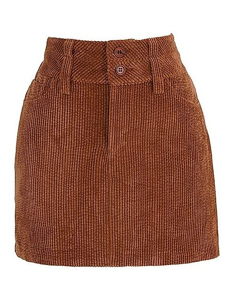Freshlions A-Linien-Rock Freshlions Corduroy Side Slit Mini Skirt camel XL günstig online kaufen