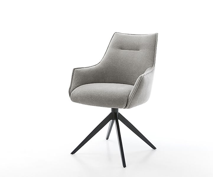 Drehstuhl Alja-Flex mit Armlehnen Strukturstoff Soft Grau Kreuzgestell brei günstig online kaufen