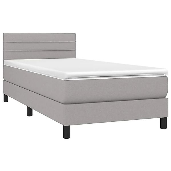 vidaXL Boxspringbett mit Matratze & LED Hellgrau 80x200 cm Stoff 3133189 günstig online kaufen