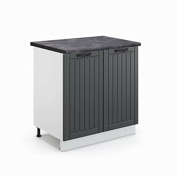 Vicco Spülenunterschrank Fame-Line, Anthrazit Landhaus/Weiß, 80 cm mit Rega günstig online kaufen