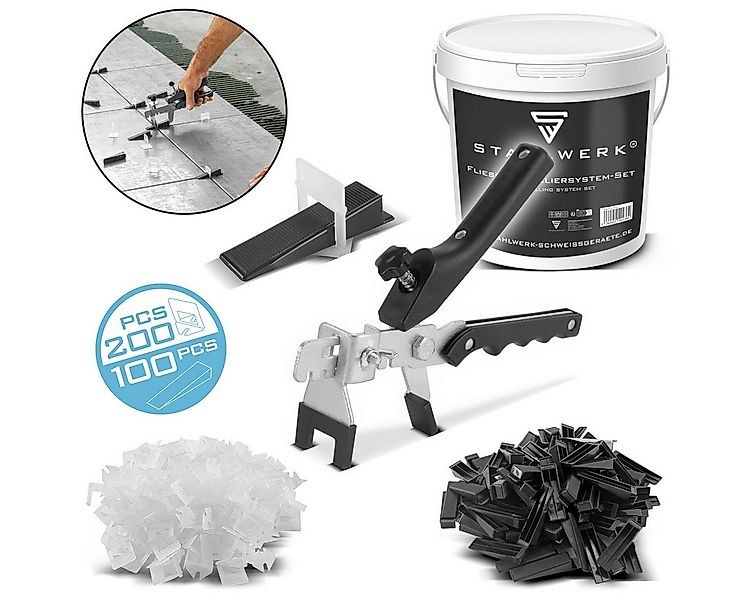 STAHLWERK manueller Fliesenschneider Fliesen-Nivellier-Set 200 Zuglaschen, günstig online kaufen