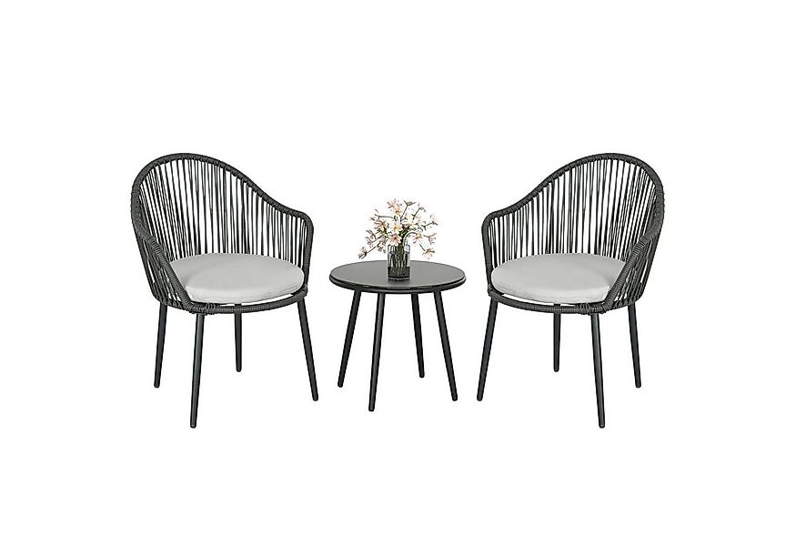 Outsunny Sitzgruppe Rattan Gartenmöbel-Set mit 2 Gartenstühlen, Beistelltis günstig online kaufen