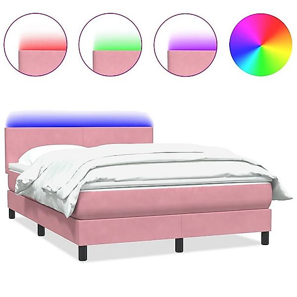 vidaXL Boxspringbett, Boxspringbett mit Matratze Rosa 140x210 cm Samt günstig online kaufen