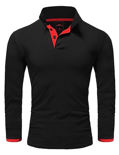 REPUBLIX Poloshirt LEX Herren Basic Langarm Kontrast Polo Hemd günstig online kaufen