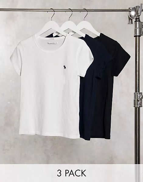 Abercrombie & Fitch – 3er-Pack T-Shirts mit Rundhalsausschnitt in verschied günstig online kaufen
