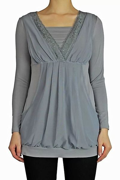 dy_mode Langarmbluse Damen Longshirt mit Kängurutasche Langarmshirt Unifarb günstig online kaufen