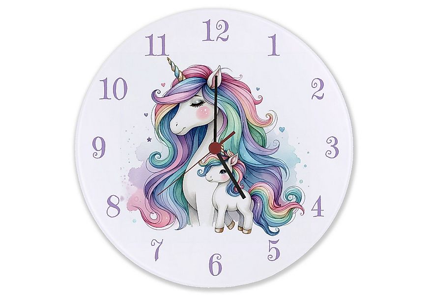 speecheese Wanduhr Einhorn-Mama mit Kind Wanduhr aus Glas günstig online kaufen