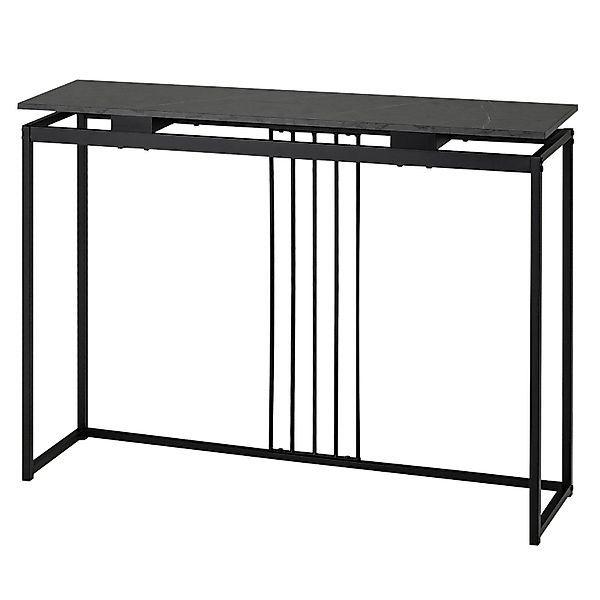 COSTWAY Konsolentisch Marmoroptik, schmal, Metallgestell, schwarz, günstig online kaufen