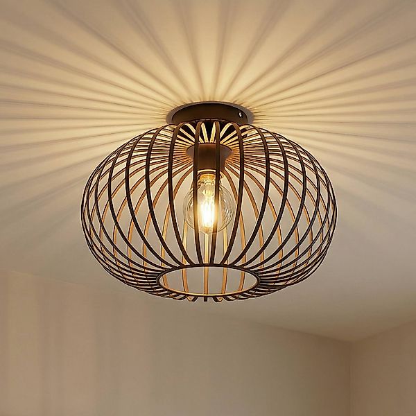 Lindby Deckenleuchte Nahele, braun, Metall, Ø 40 cm, E27 günstig online kaufen