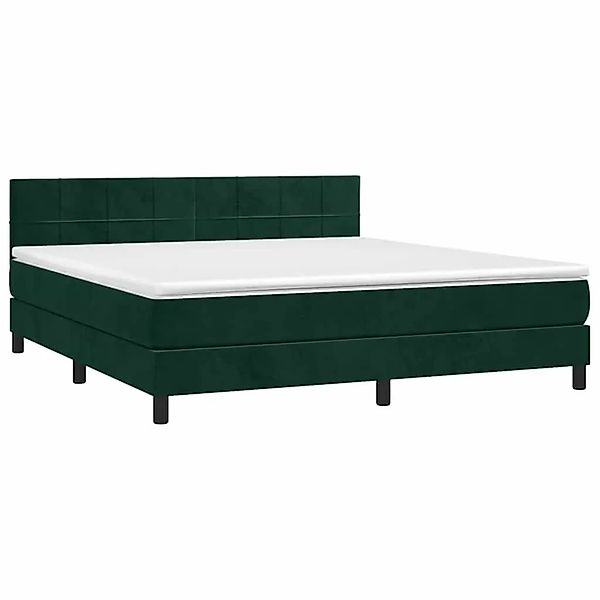 vidaXL Boxspringbett mit Matratze & LED Dunkelgrün 180x200 cm Samt 3134420 günstig online kaufen