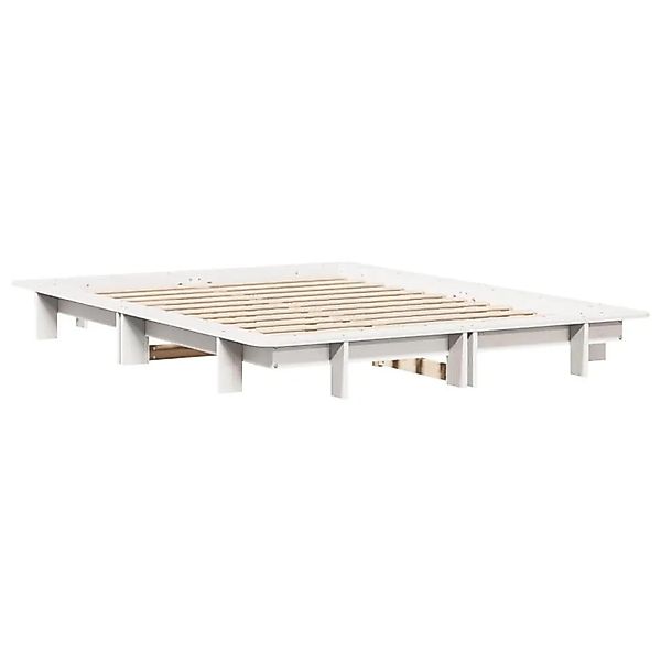 vidaXL Massivholzbett ohne Matratze Weiß 140x190 cm Kiefernholz 850672 günstig online kaufen