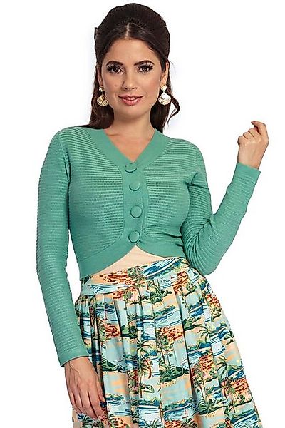 Voodoo Vixen Strickjacke Mint Textured Crop Cardigan Retro Vintage Bauchfre günstig online kaufen