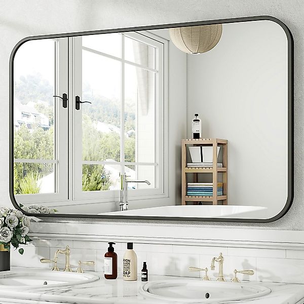 BEAUTYPEAK Wandspiegel Rechteckiger Spiegel mit abgerundeten günstig online kaufen