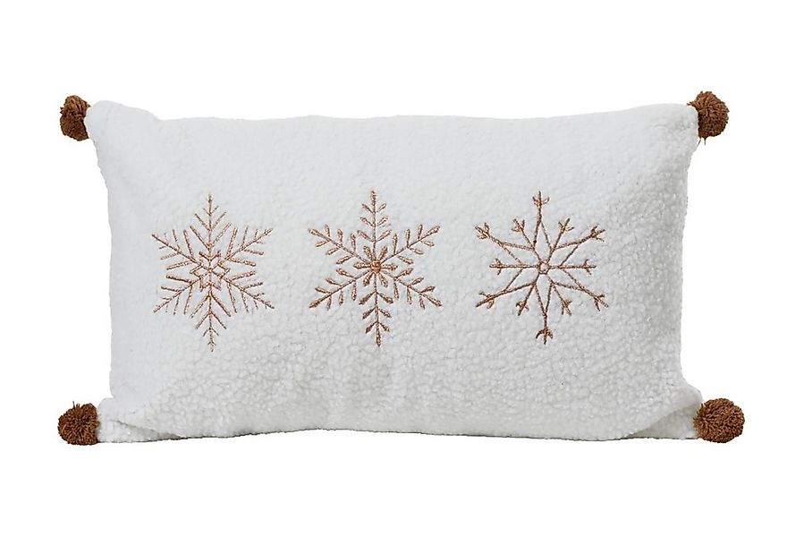 Kaemingk Dekokissen SNOWBOM, 50 x 30 cm, Weiß, Braun, Polyester, Kissenhüll günstig online kaufen