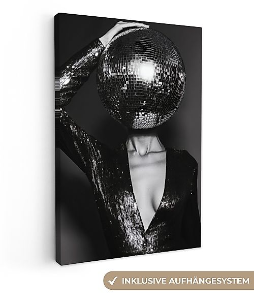 OneMillionCanvasses® Leinwandbild Discokugel - Gesicht - günstig online kaufen