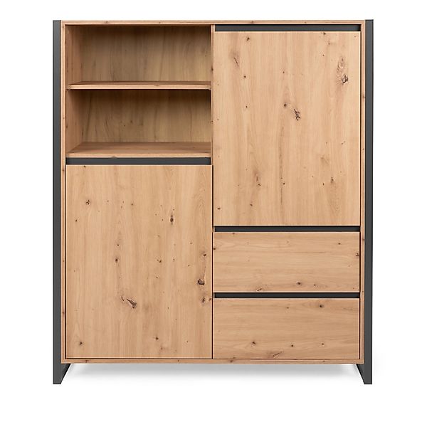 Furn.Design Highboard Eiche Artisan und Grau 120 x 140 cm 2-türig Industria günstig online kaufen