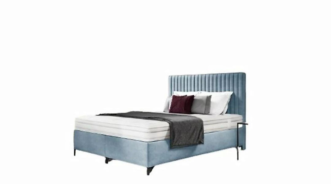 JVmoebel Boxspringbett Blau Bett Designer Doppelbett Polstermöbel Schlafzim günstig online kaufen