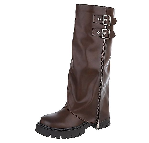 Ital-Design Stylische Damenstiefel mit Reißverschluss und Schnallen Plateau günstig online kaufen