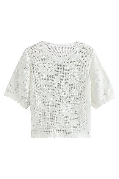 Next Kurzarmpullover Kurzarm-T-Shirt mit Blumenhäkelei (1-tlg) günstig online kaufen