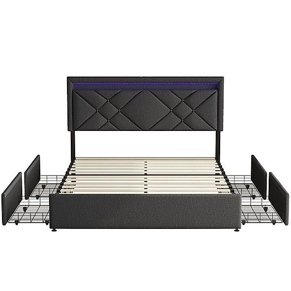 Furnishings Home Stauraumbett Polsterbett Doppelbett inkl. LED & Ladefunkti günstig online kaufen