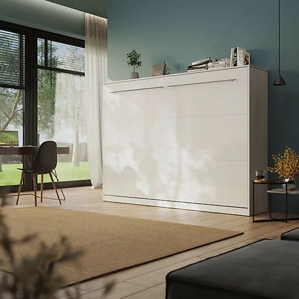 SMARTBett Schrankbett Standard 140x200 cm cm Horizontal Weiß inkl. Lattenro günstig online kaufen
