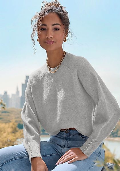 LASCANA Rundhalspullover mit Zierknöpfen, Winterpullover, kuscheliges Basic günstig online kaufen