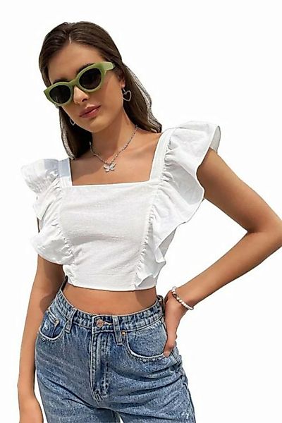 ZWY Blusentop Süßes ärmelloses T-Shirt-Top mit quadratischem Ausschnitt günstig online kaufen