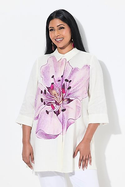 Ulla Popken Hemdbluse Leinenbluse Blüten A-Linie günstig online kaufen